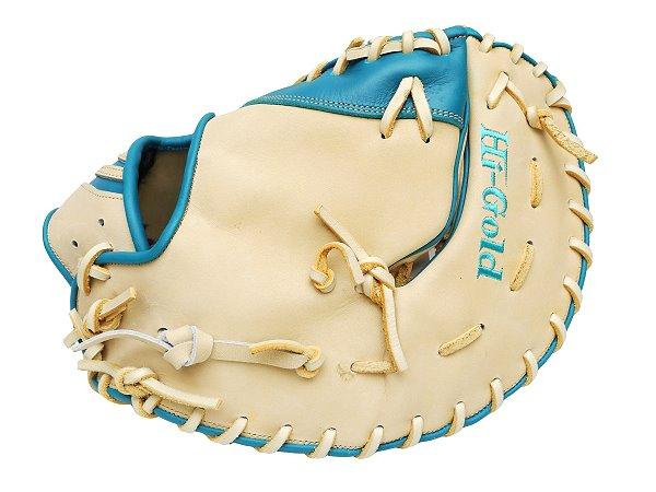HI-GOLD Pro Order 12.5 inch Left Hand Throw First Base Mitt - Beige/Lake Green #5