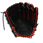 HI-GOLD Pro Special Edition Japan Steerhide 12 inch Pitcher Glove - Black/Orange-Red