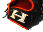 HI-GOLD Pro Special Edition Japan Steerhide 12 inch Pitcher Glove - Black/Orange-Red
