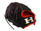 HI-GOLD Pro Special Edition Japan Steerhide 12 inch Left Hand Throw Pitcher Glove - Black/Orange-Red