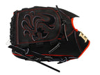 HI-GOLD Pro Special Edition Japan Steerhide 12 inch Left Hand Throw Pitcher Glove - Black/Orange-Red