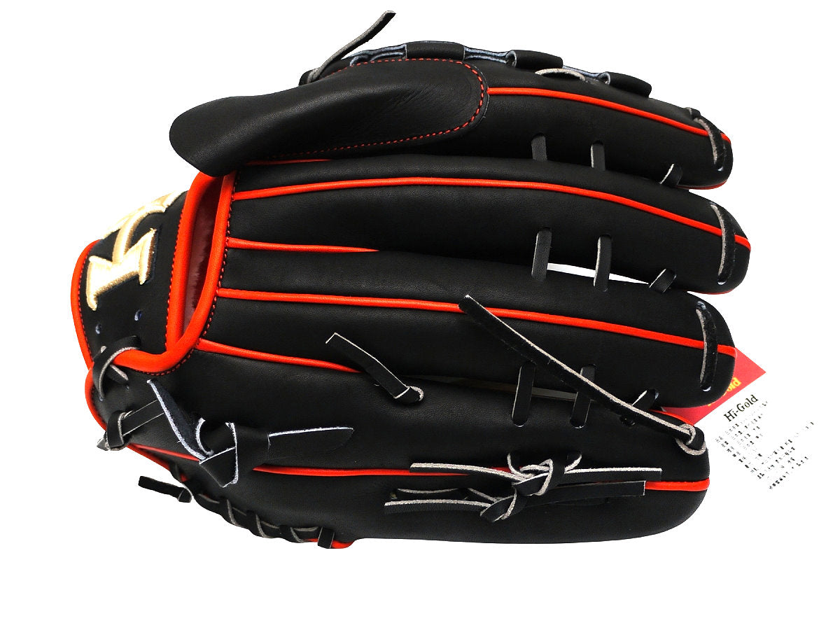 HI-GOLD Pro Special Edition Japan Steerhide 12 inch Left Hand Throw Pitcher Glove - Black/Orange-Red