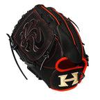 HI-GOLD Pro Special Edition Japan Steerhide 12 inch Left Hand Throw Pitcher Glove - Black/Orange-Red