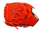 HI-GOLD Pro Special Edition Japan Steerhide 12 inch Left Hand Throw Pitcher Glove - Orange-Red/Black