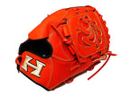 HI-GOLD Pro Special Edition Japan Steerhide 12 inch Pitcher Glove - Orange-Red/Black