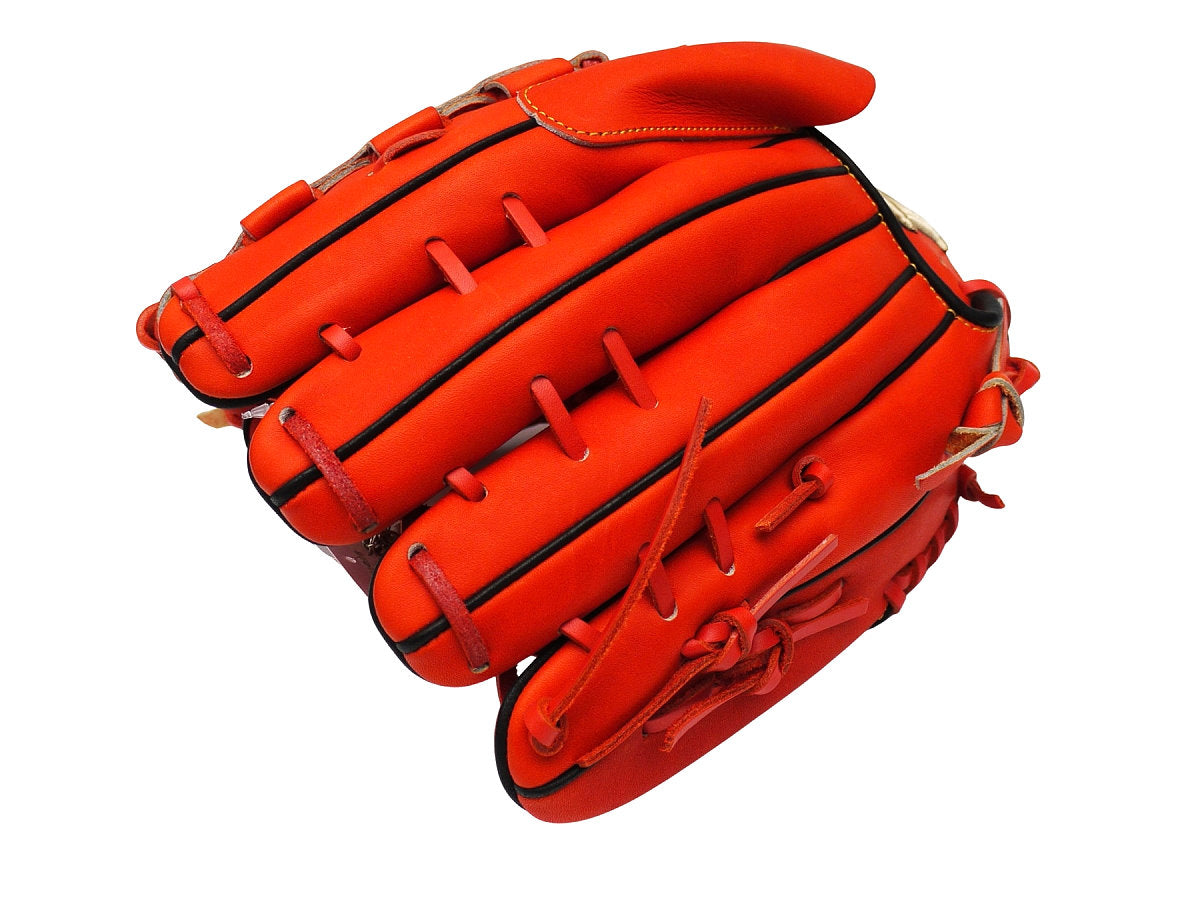 HI-GOLD Pro Special Edition Japan Steerhide 12 inch Pitcher Glove - Orange-Red/Black