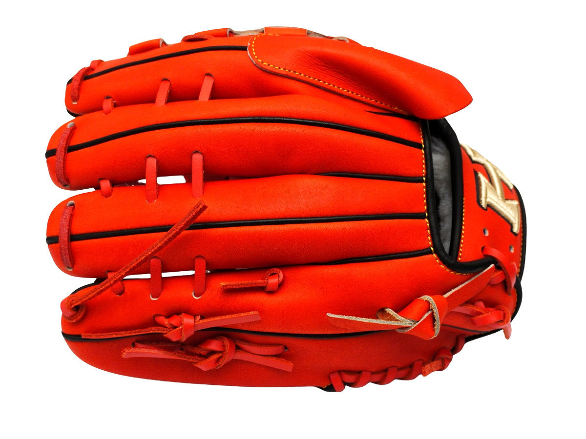 HI-GOLD Pro Special Edition Japan Steerhide 12 inch Pitcher Glove - Orange-Red/Black
