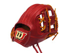 WILSON Japan Staff Dual 1724 Pattern Hardball Teddy Bear 11.75 inch Infielder Glove - Burgundy