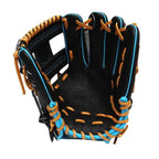 ZETT Pro Model Elite 11.5 inch Infielder Glove - Black/Skyblue #7