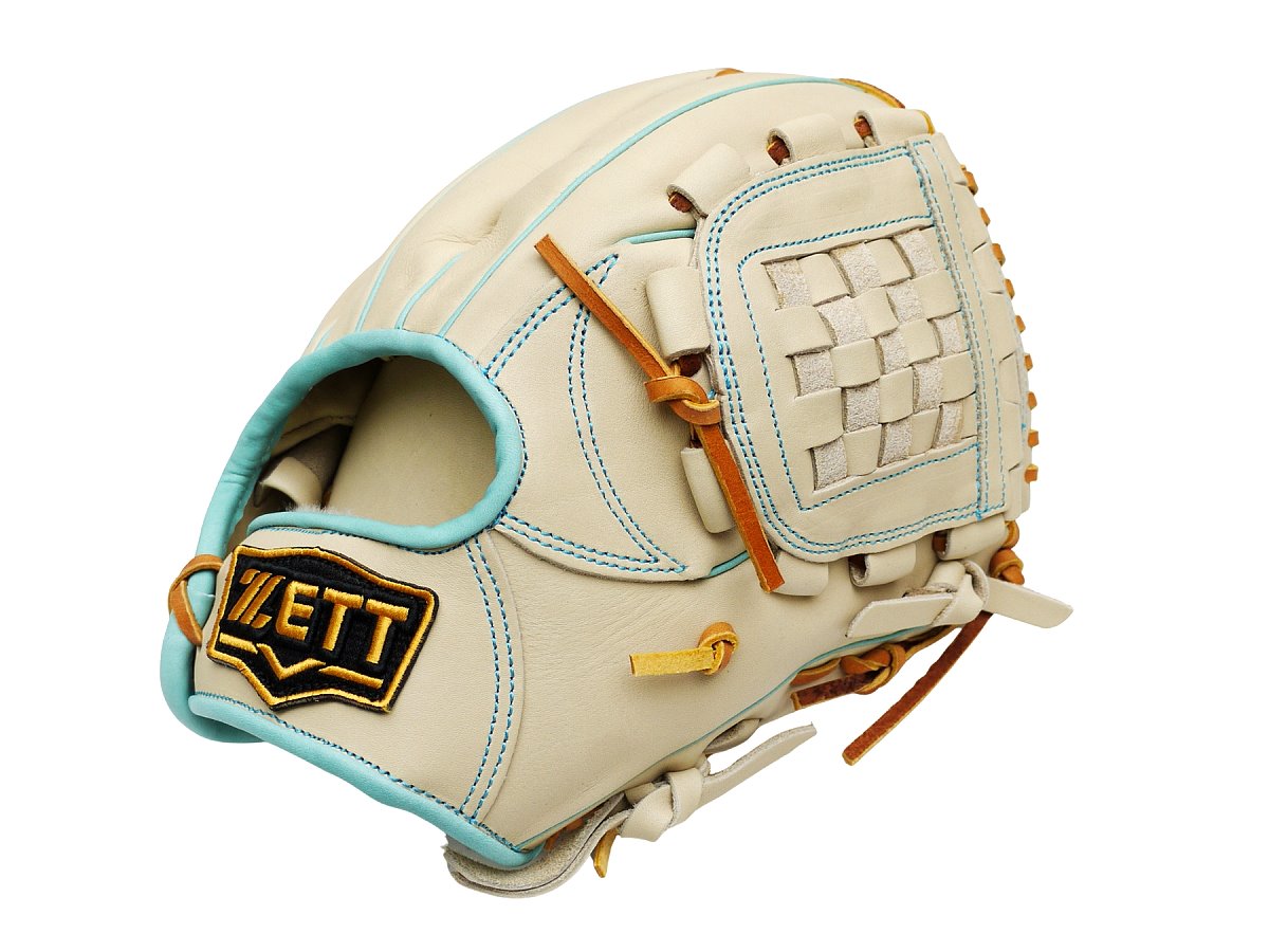 ZETT Pro Model Elite 11.75 inch Infielder Glove - Beige/Skyblue