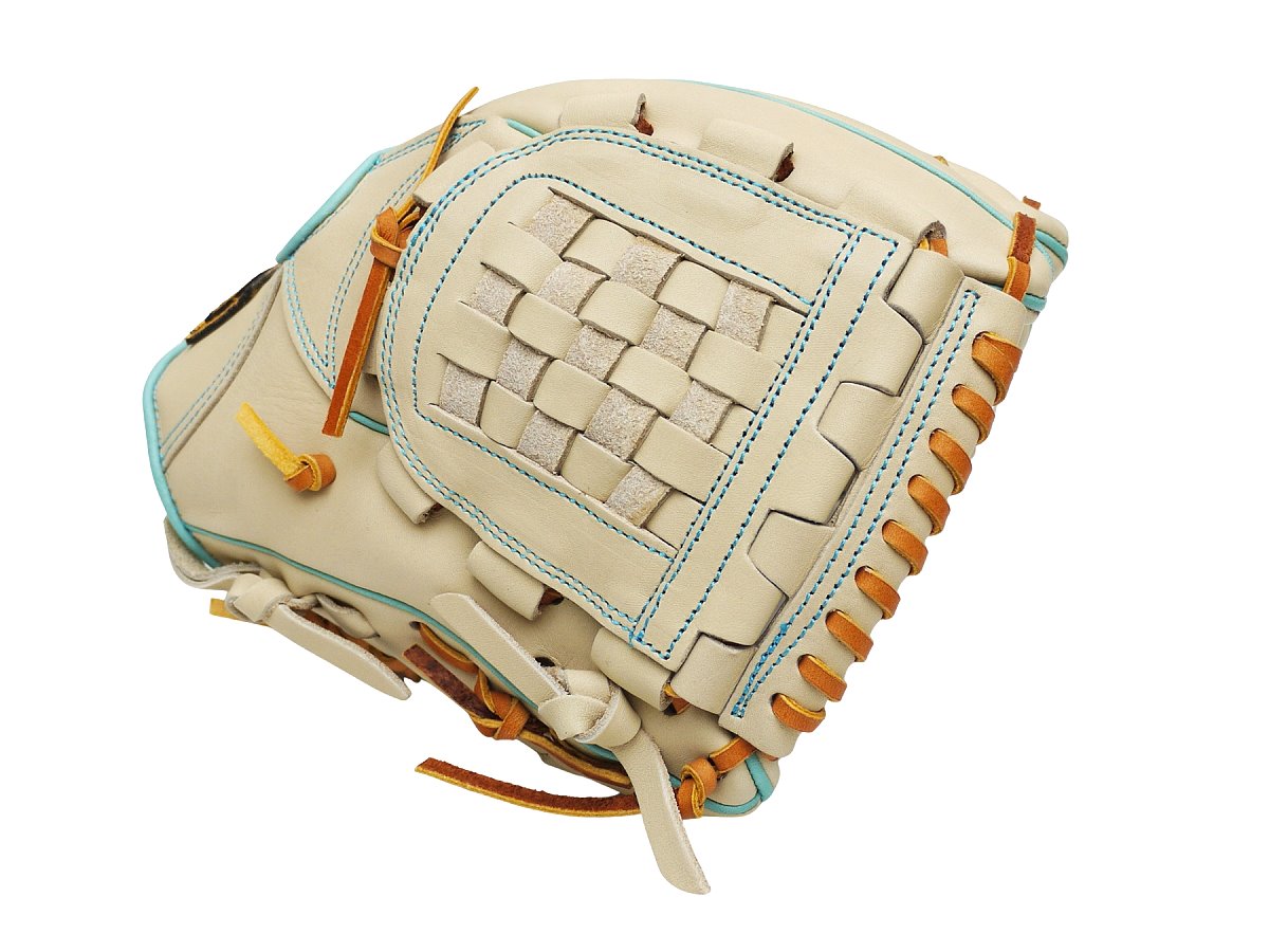 ZETT Pro Model Elite 11.75 inch Infielder Glove - Beige/Skyblue