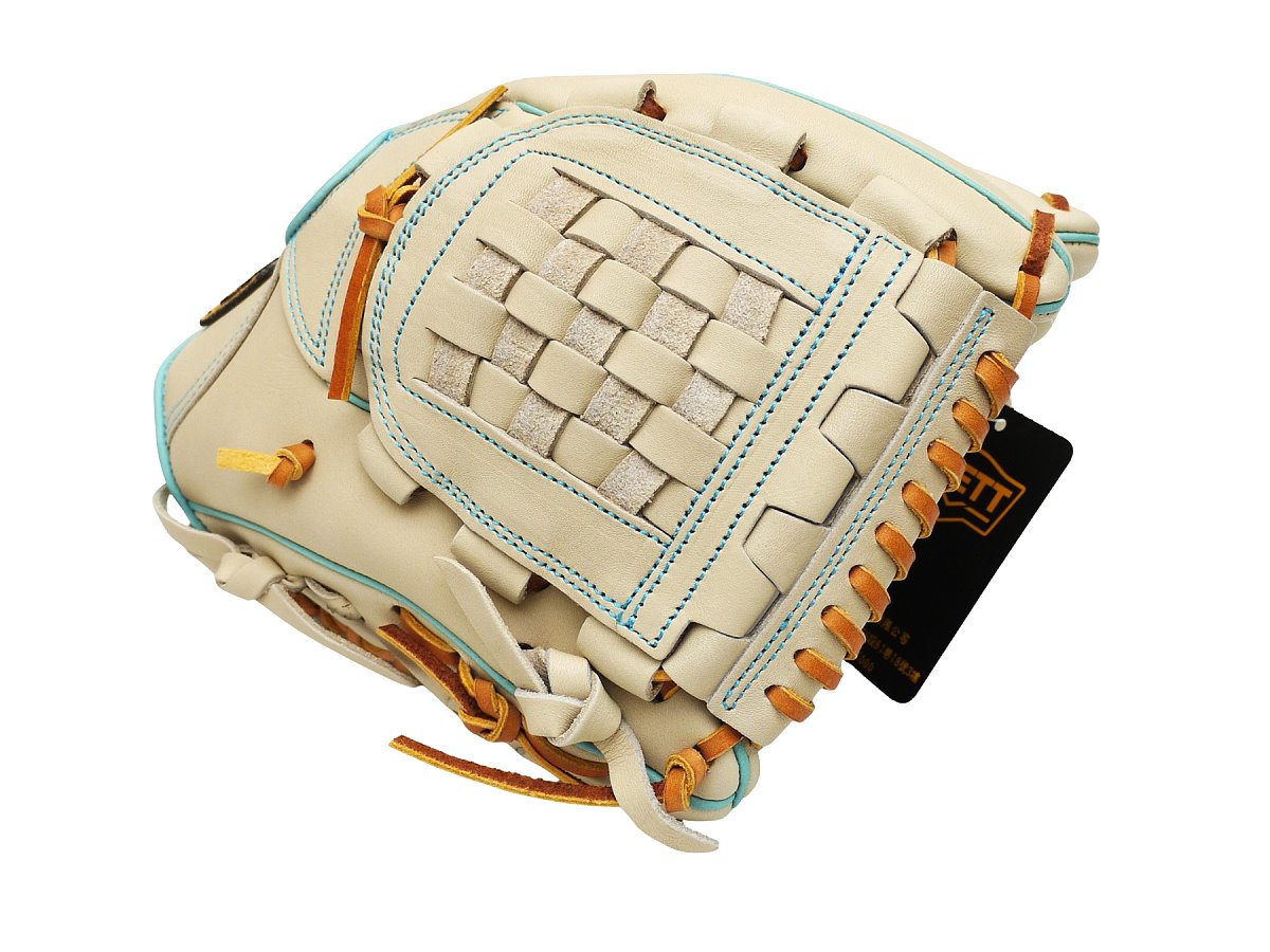 ZETT Pro Model Elite 11.75 inch Infielder Glove - Beige/Skyblue