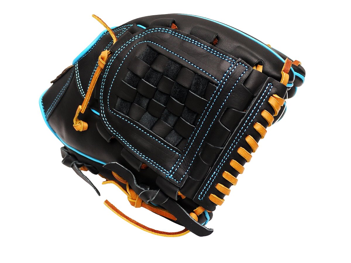 ZETT Pro Model Elite 11.75 inch Infielder Glove - Black/Skyblue