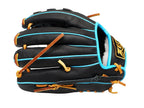 ZETT Pro Model Elite 11.75 inch Infielder Glove - Black/Skyblue
