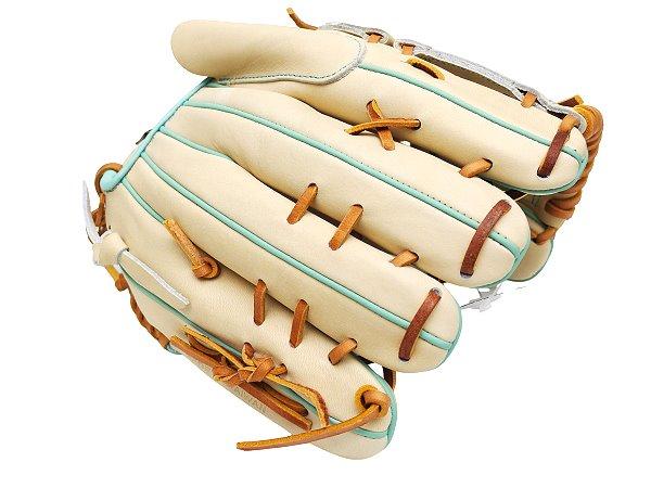 ZETT Pro Model Elite 12 inch Left Hand Throw Pitcher Glove - Beige/Skyblue #3