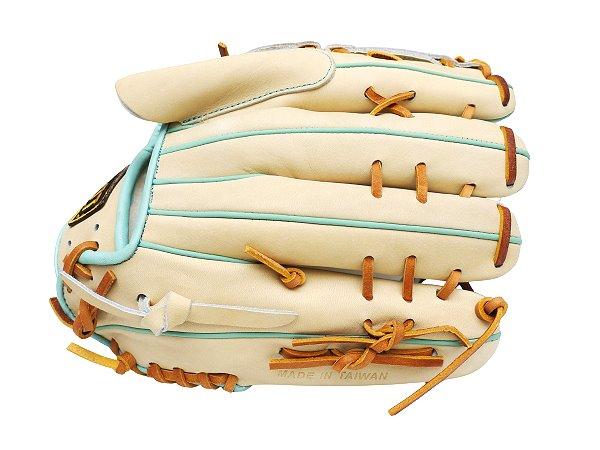 ZETT Pro Model Elite 12 inch Left Hand Throw Pitcher Glove - Beige/Skyblue #5