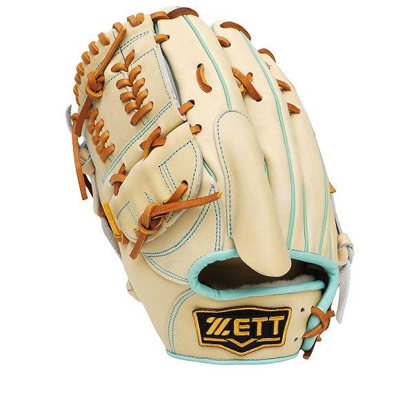 ZETT Pro Model Elite 12 inch Left Hand Throw Pitcher Glove - Beige/Skyblue #6