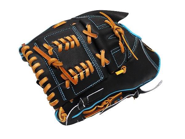 ZETT Pro Model Elite 12 inch Left Hand Throw Pitcher Glove - Black/Skyblue #2