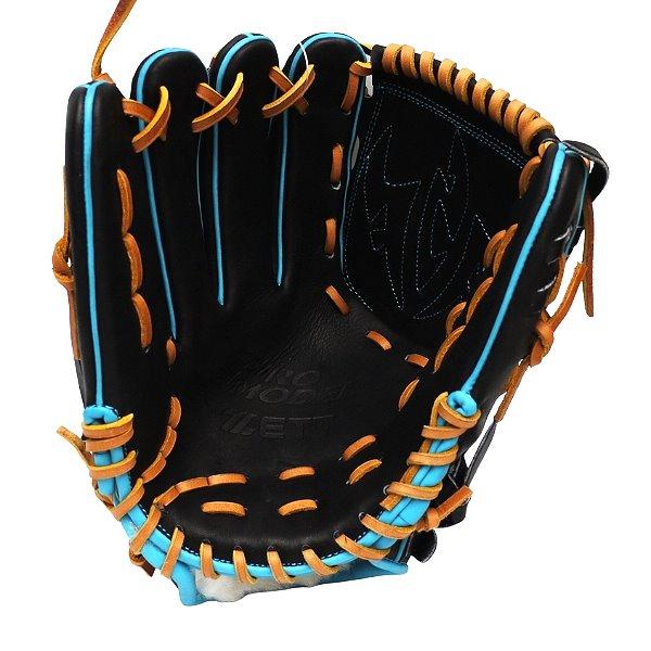 ZETT Pro Model Elite 12 inch Left Hand Throw Shintaro Fujinami Model Fastback Pitcher Glove - Black/Skyblue #7