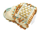 ZETT Pro Model Elite 12.5 inch First Base Mitt - Beige/Skyblue #2