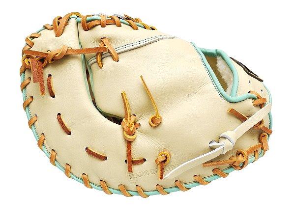 ZETT Pro Model Elite 12.5 inch First Base Mitt - Beige/Skyblue #5