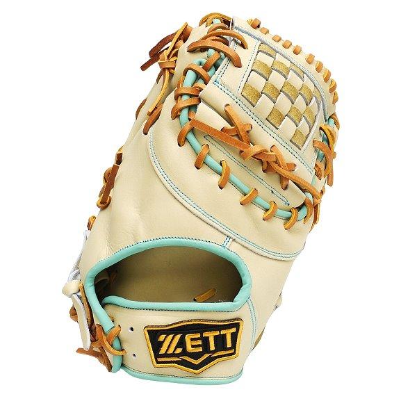 ZETT Pro Model Elite 12.5 inch First Base Mitt - Beige/Skyblue #6