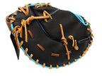 ZETT Pro Model Elite 12.5 inch First Base Mitt - Black/Skyblue #3