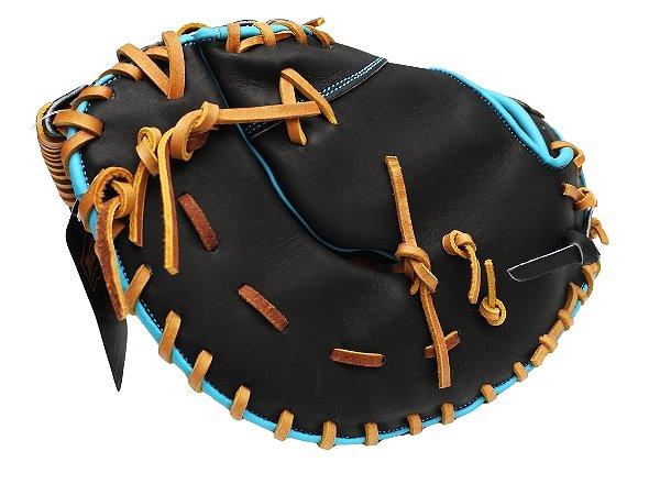 ZETT Pro Model Elite 12.5 inch First Base Mitt - Black/Skyblue #3