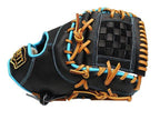 ZETT Pro Model Elite 12.5 inch First Base Mitt - Black/Skyblue #4