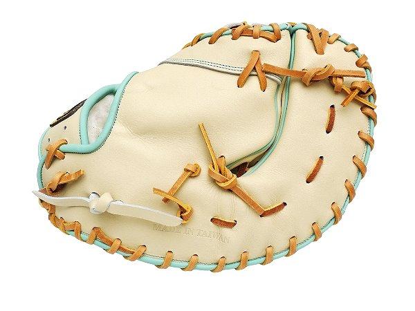 ZETT Pro Model Elite 12.5 inch Left Hand Throw First Base Mitt - Beige/Skyblue #5