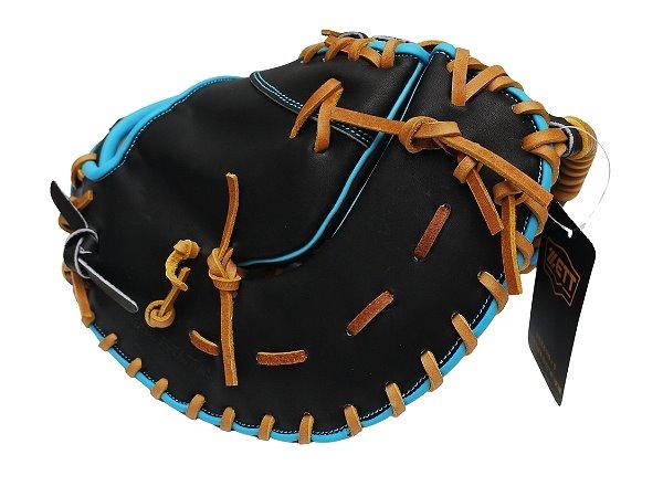 ZETT Pro Model Elite 12.5 inch Left Hand Throw First Base Mitt - Black/Skyblue #3