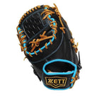 ZETT Pro Model Elite 12.5 inch Left Hand Throw First Base Mitt - Black/Skyblue #6