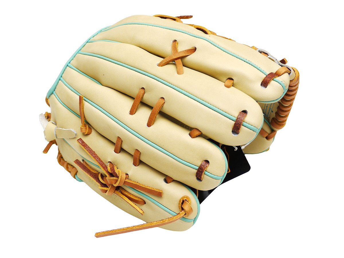 ZETT Pro Model Elite 12.5 inch Left Hand Throw Outfielder Glove - Beige/Skyblue #3