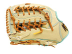 ZETT Pro Model Elite 12.5 inch Left Hand Throw Outfielder Glove - Beige/Skyblue #4