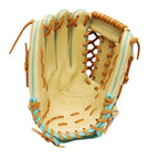 ZETT Pro Model Elite 12.5 inch Left Hand Throw Outfielder Glove - Beige/Skyblue #7