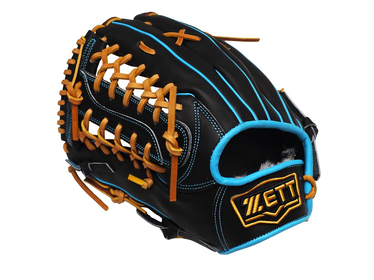 ZETT Pro Model Elite 12.5 inch Left Hand Throw Outfielder Glove - Black/Skyblue #1
