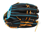 ZETT Pro Model Elite 12.5 inch Left Hand Throw Outfielder Glove - Black/Skyblue #5