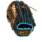 ZETT Pro Model Elite 12.5 inch Left Hand Throw Outfielder Glove - Black/Skyblue #6