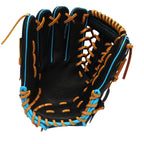 ZETT Pro Model Elite 12.5 inch Left Hand Throw Outfielder Glove - Black/Skyblue #7
