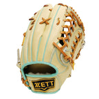 ZETT Pro Model Elite 12.5 inch Outfielder Glove - Beige/Skyblue #6