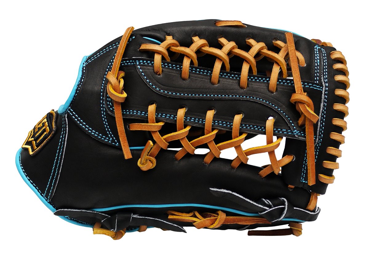 ZETT Pro Model Elite 12.5 inch Outfielder Glove - Black/Skyblue #4