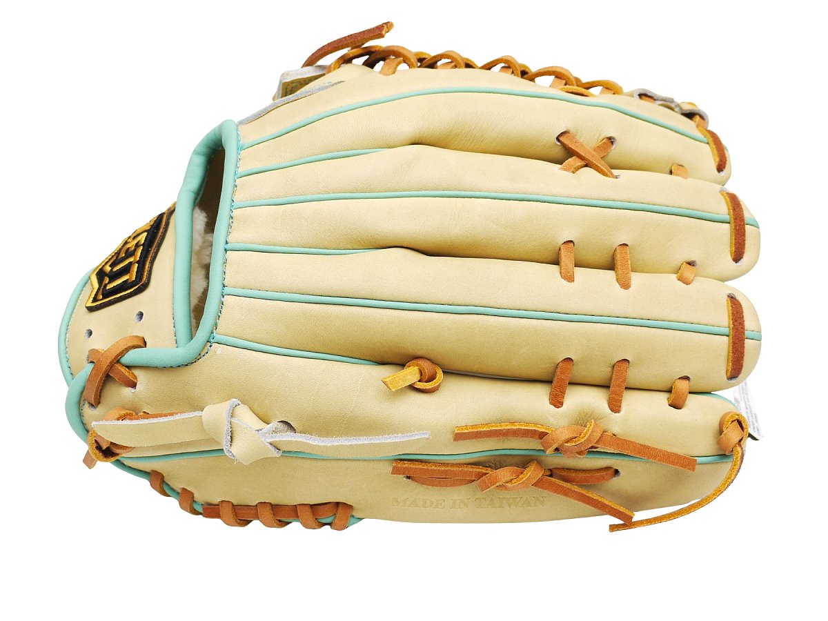 ZETT Pro Model Elite 12.75 inch Left Hand Throw Outfielder Glove - Beige/Skyblue #5