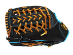 ZETT Pro Model Elite 12.75 inch Left Hand Throw Outfielder Glove - Black/Skyblue #4