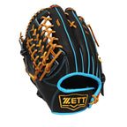 ZETT Pro Model Elite 12.75 inch Left Hand Throw Outfielder Glove - Black/Skyblue #6