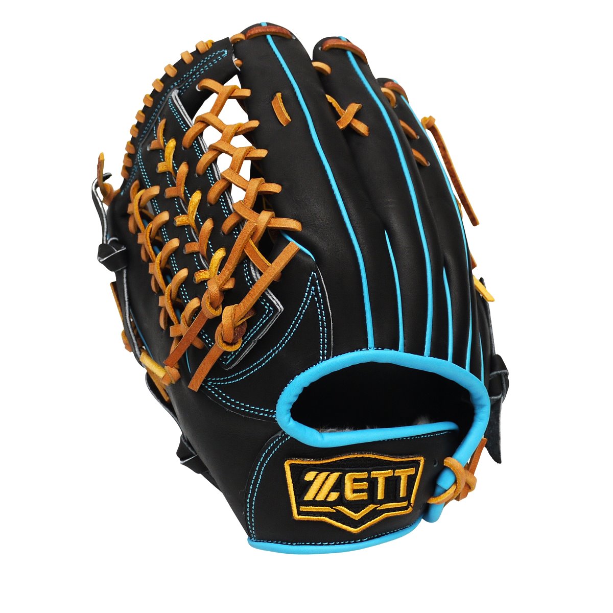 ZETT Pro Model Elite 12.75 inch Left Hand Throw Outfielder Glove - Black/Skyblue #6