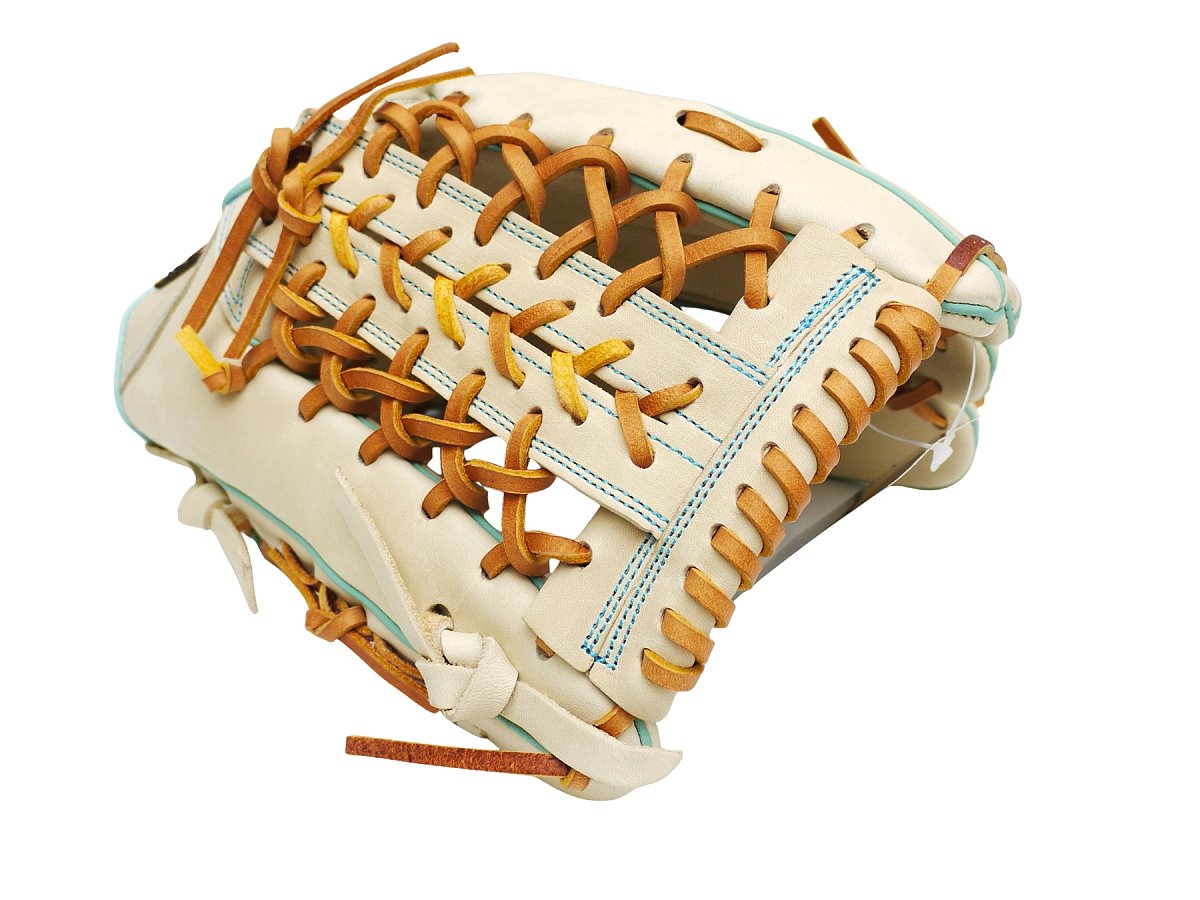 ZETT Pro Model Elite 12.75 inch Outfielder Glove - Beige/Skyblue #2