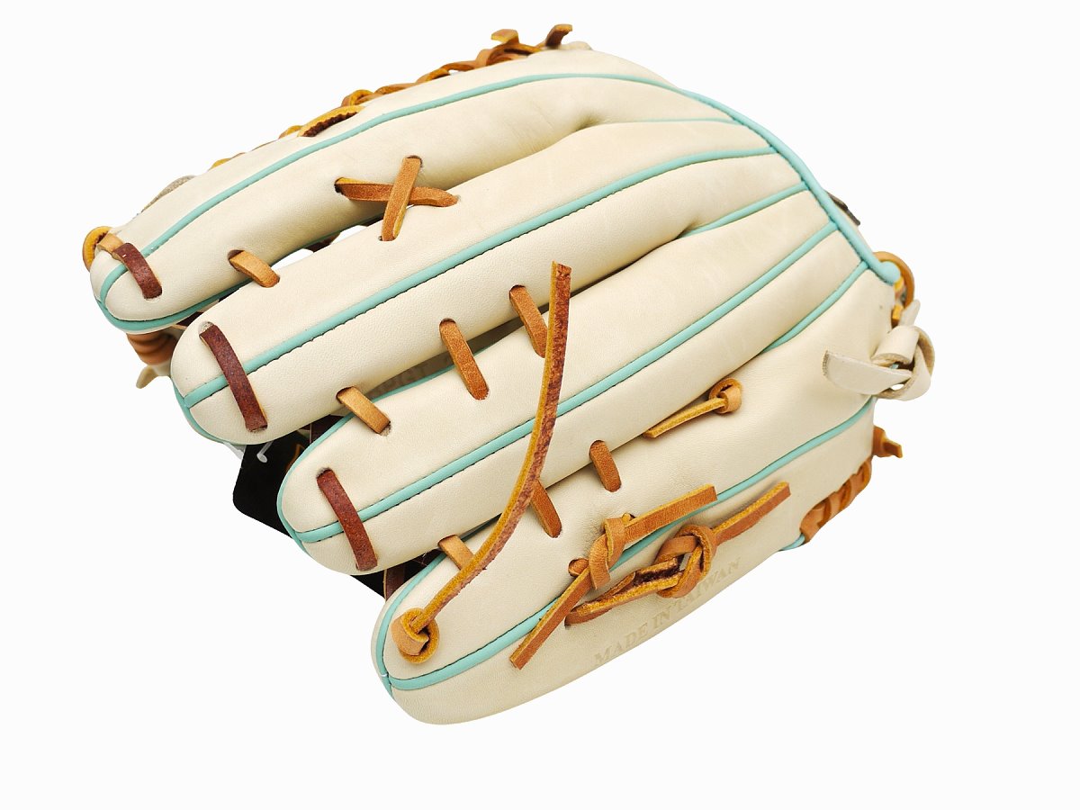 ZETT Pro Model Elite 12.75 inch Outfielder Glove - Beige/Skyblue #3