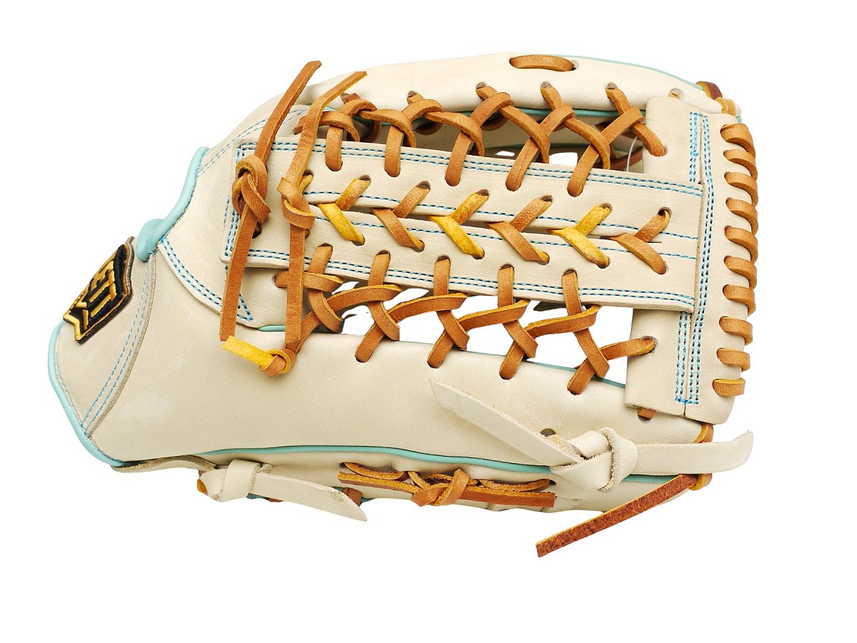 ZETT Pro Model Elite 12.75 inch Outfielder Glove - Beige/Skyblue #4