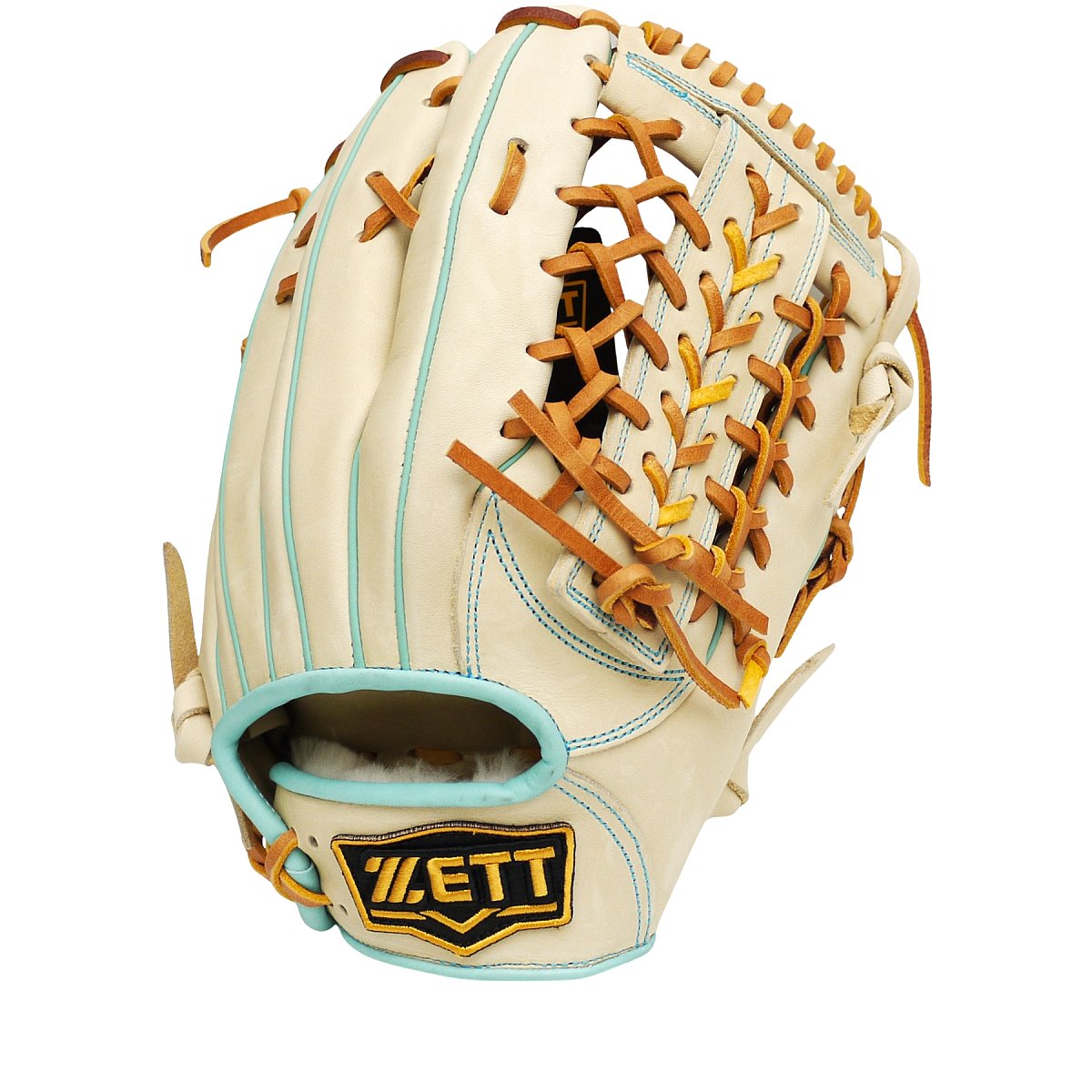 ZETT Pro Model Elite 12.75 inch Outfielder Glove - Beige/Skyblue #6