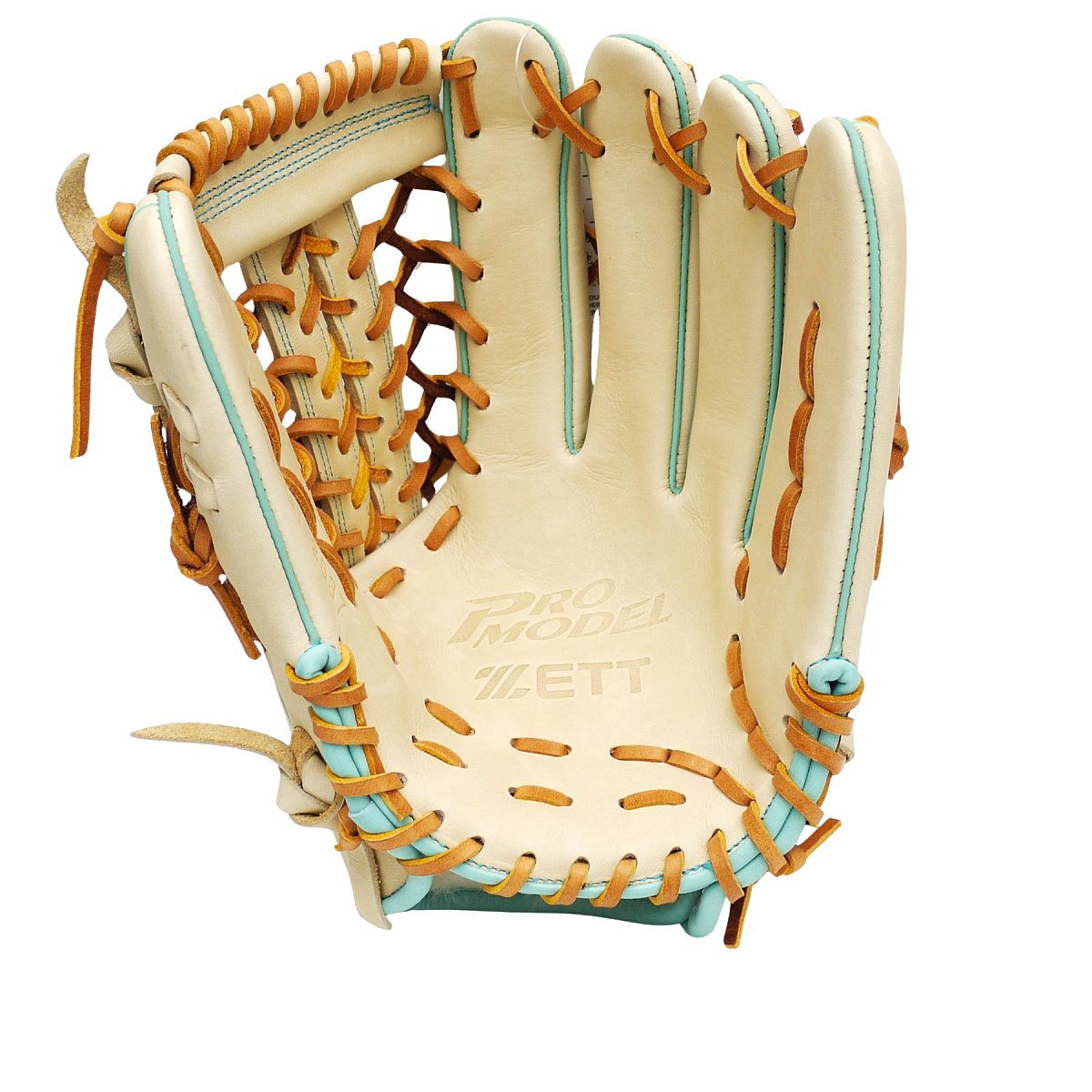 ZETT Pro Model Elite 12.75 inch Outfielder Glove - Beige/Skyblue #7